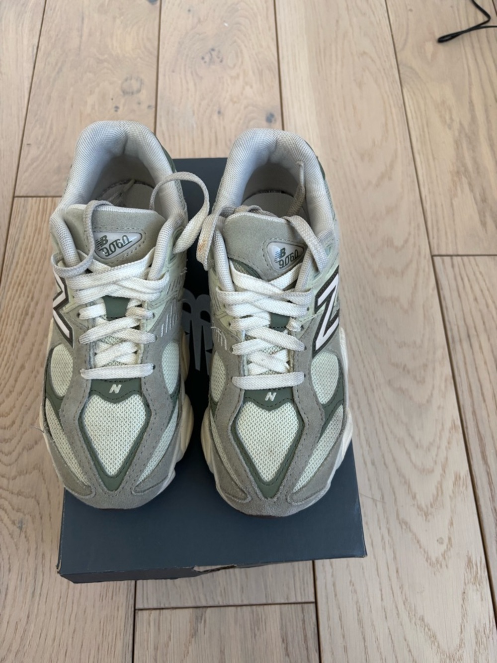 New Balance 9060 Olive Green & Cream Running Shoes